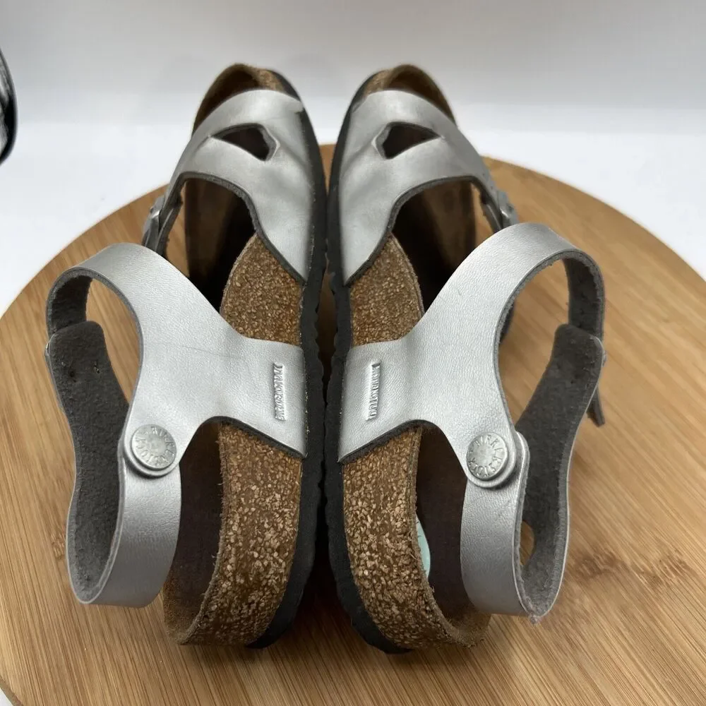 Birkenstock Rio Youth Size 3 Silver Cork Footbed Strap Open Toe Sandal Shoes
